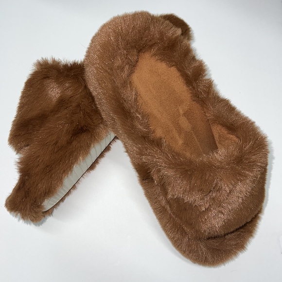 Brown Memory Foam House Bedroom Slippers Fuzzy Plush Comfy Faux Fur Lined Slide - Picture 9 of 15